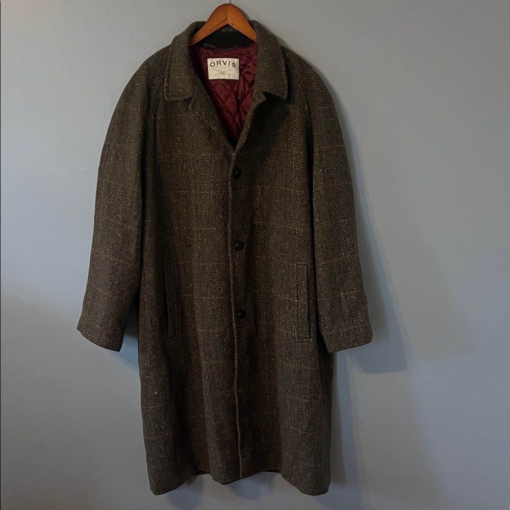 Orvis Brown Men's Trench Coat with Quilted Interior
